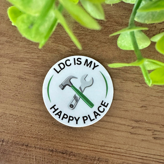 LDC Is My Happy Place Hard Hat Sticker