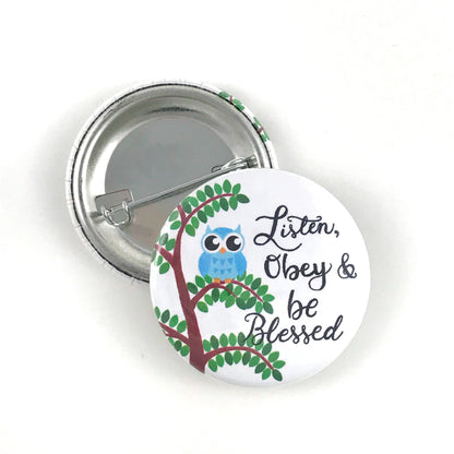 Listen, Obey & Be Blessed JW pins for kids by Olive Branch Design Studio