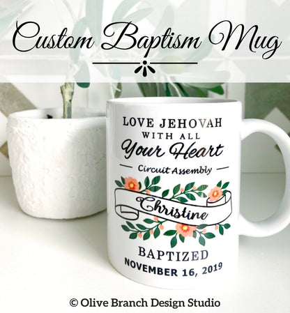 Custom Floral Baptism Mug