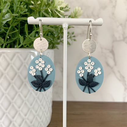 Blue Floral Dangle Earrings