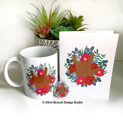 Sign Language Floral I Love You Gift Set