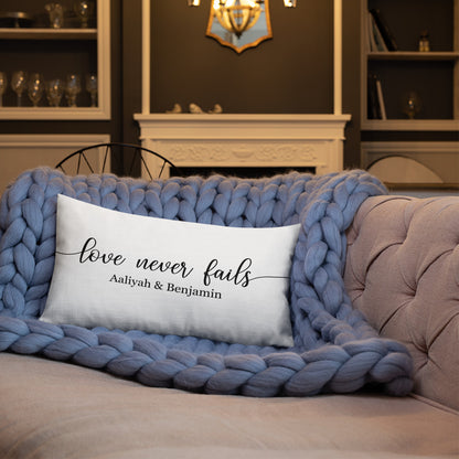 Love Never Fails Personalized Couple’s Pillow