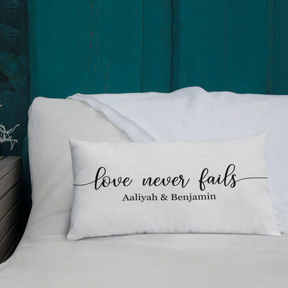 Love Never Fails Personalized Couple’s Pillow